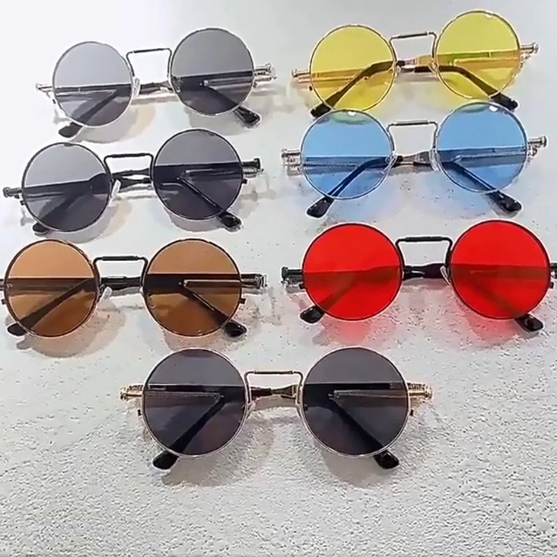 Women'S Fashion Eyewear - Vintage Metal Frame Round Sunglasses Women