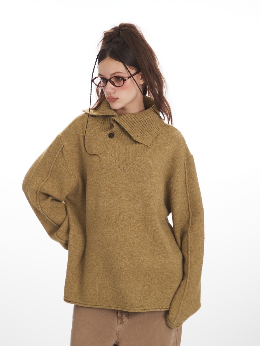 Women'S Fashion Designer Clothes - Asymmtrical Collar Knitted Designer Winter Clothes