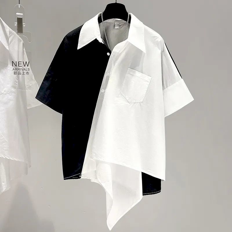Women'S Fashion Designer Clothes - Oversized Shirts Women Patchwork Irregular Design