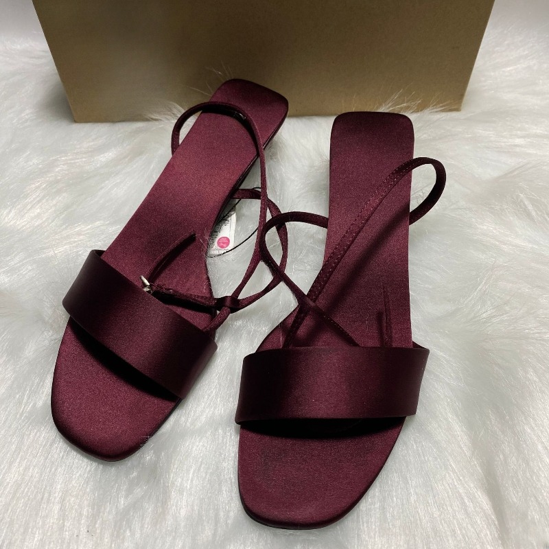 Women'S Fashion Brands - Luxury Satin Ankle Strap Low Heels