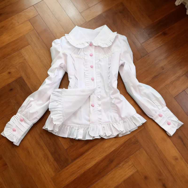 Women'S Fashion Designer Clothes - Spring Sweet Long Sleeve Doll Collar