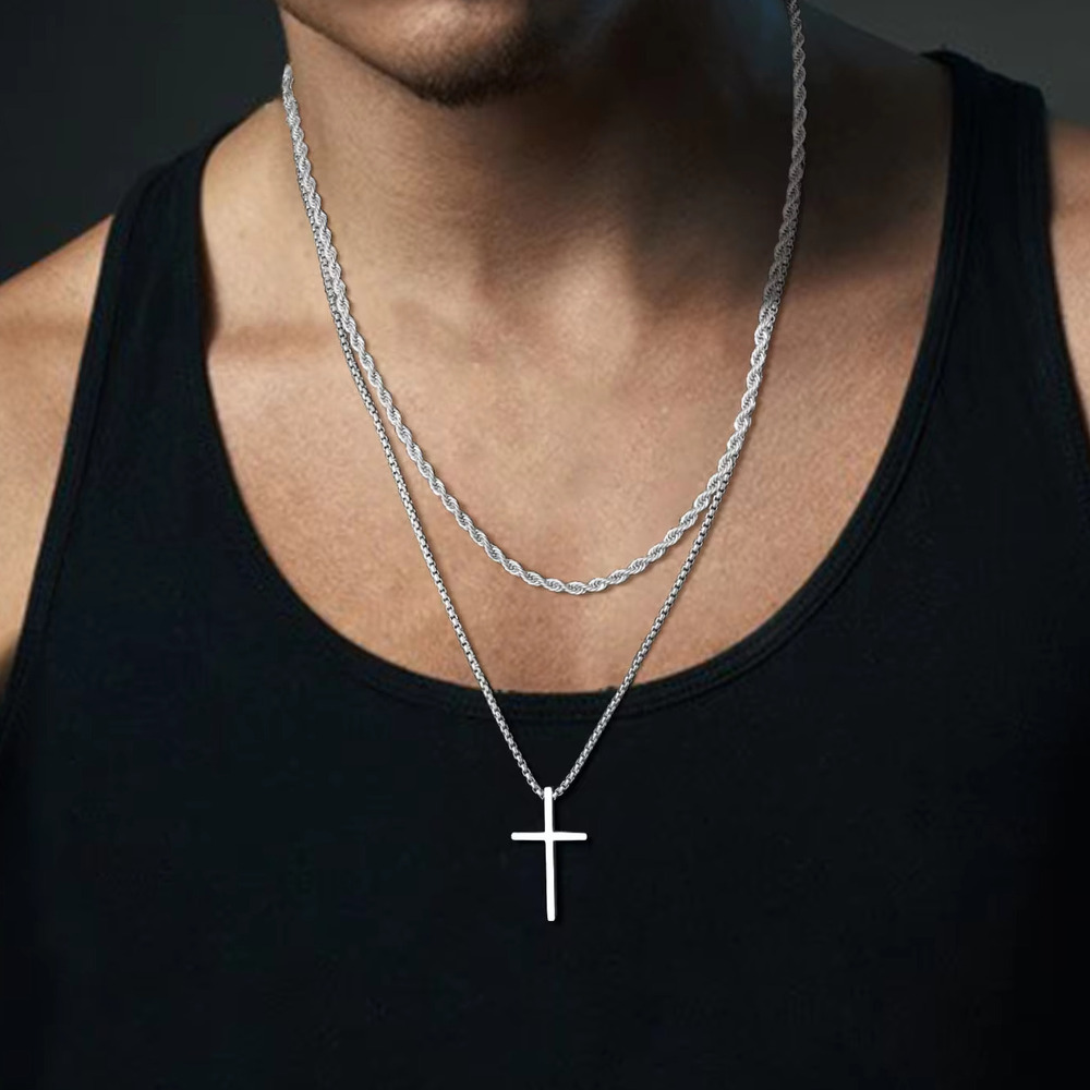 Women'S Fashion Of The 50S - Trendy Cross Necklace for Men Boys,Simple