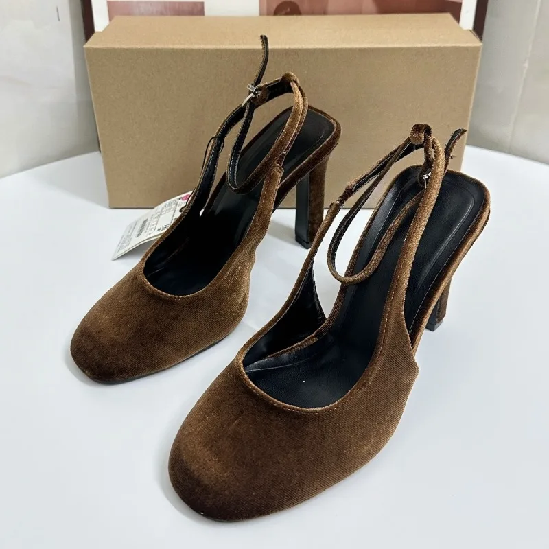 Women'S Fashion Brands - Retro Brown Suede Summer Women Chunky