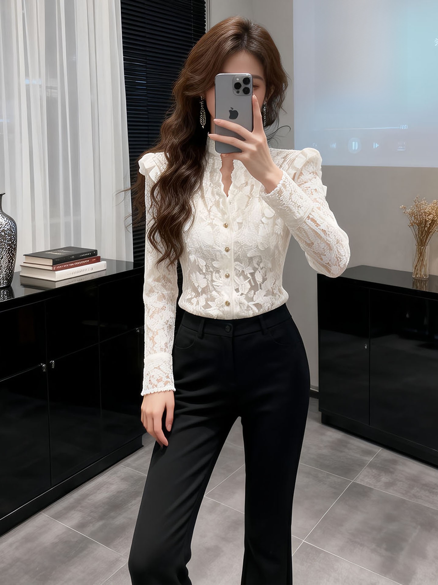 Elegant White Lace Shirt Korea - Women'S Fashion Of The 50S incelemesi ve fiyatı