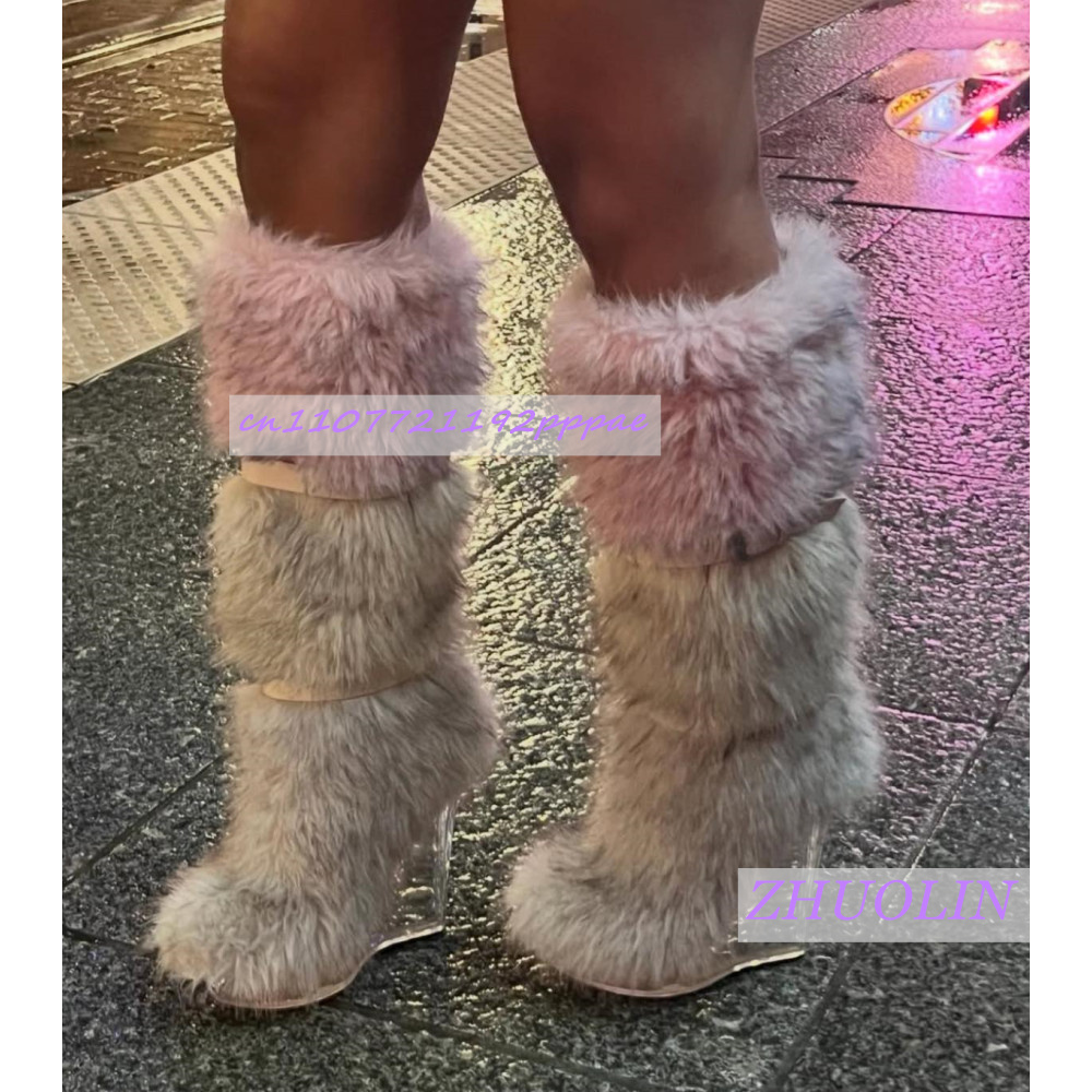Winter Gradient Furry Transpar - Women'S Fashion Leather Boots incelemesi ve fiyatı