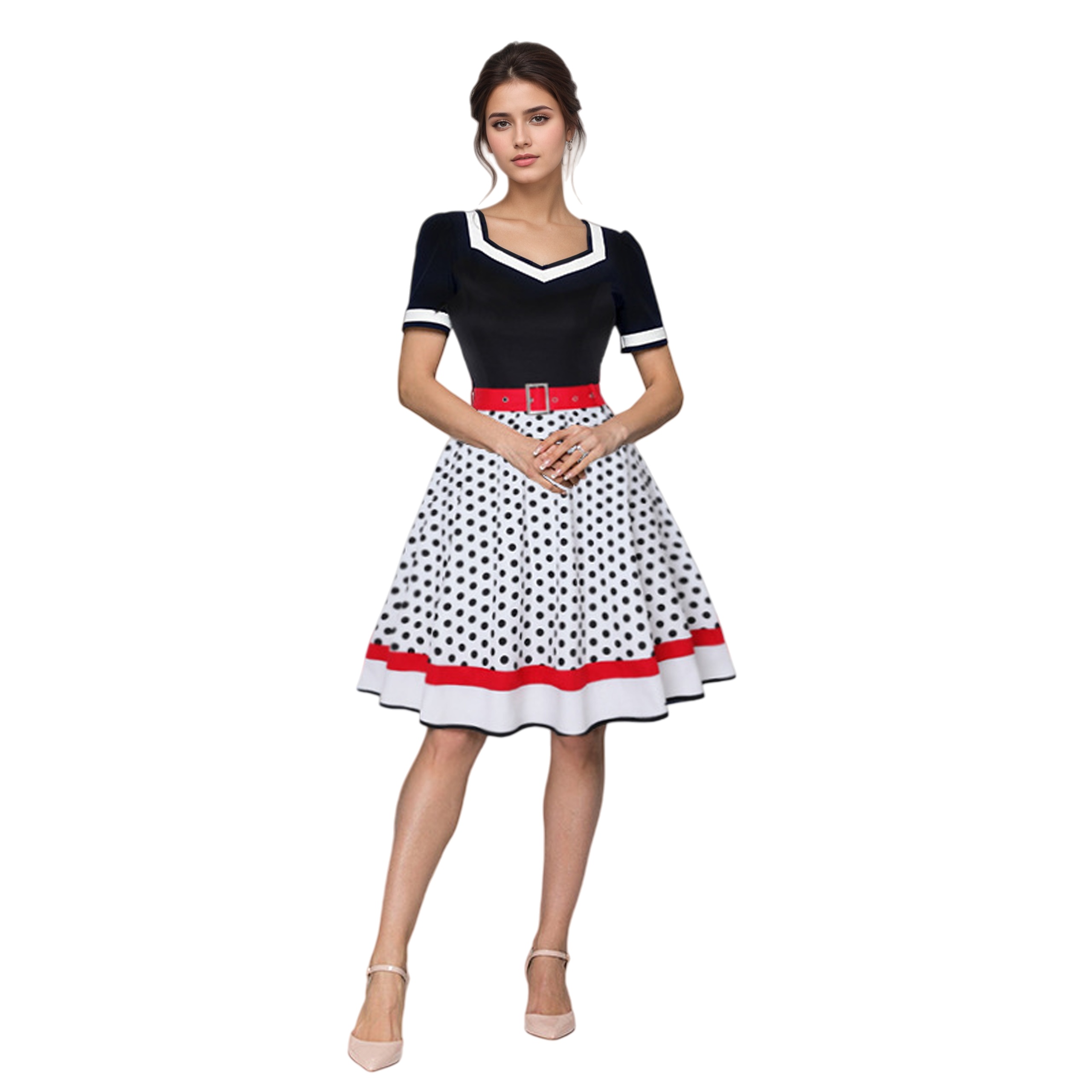 Vintage V-Neck Short Sleeve Sw - Women'S Fashion Of The 50S incelemesi ve fiyatı