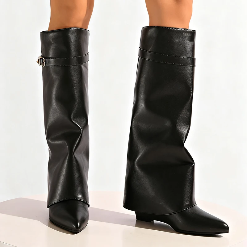 Black Pu Leather Knee High Boo - Women'S Fashion Leather Boots incelemesi ve fiyatı