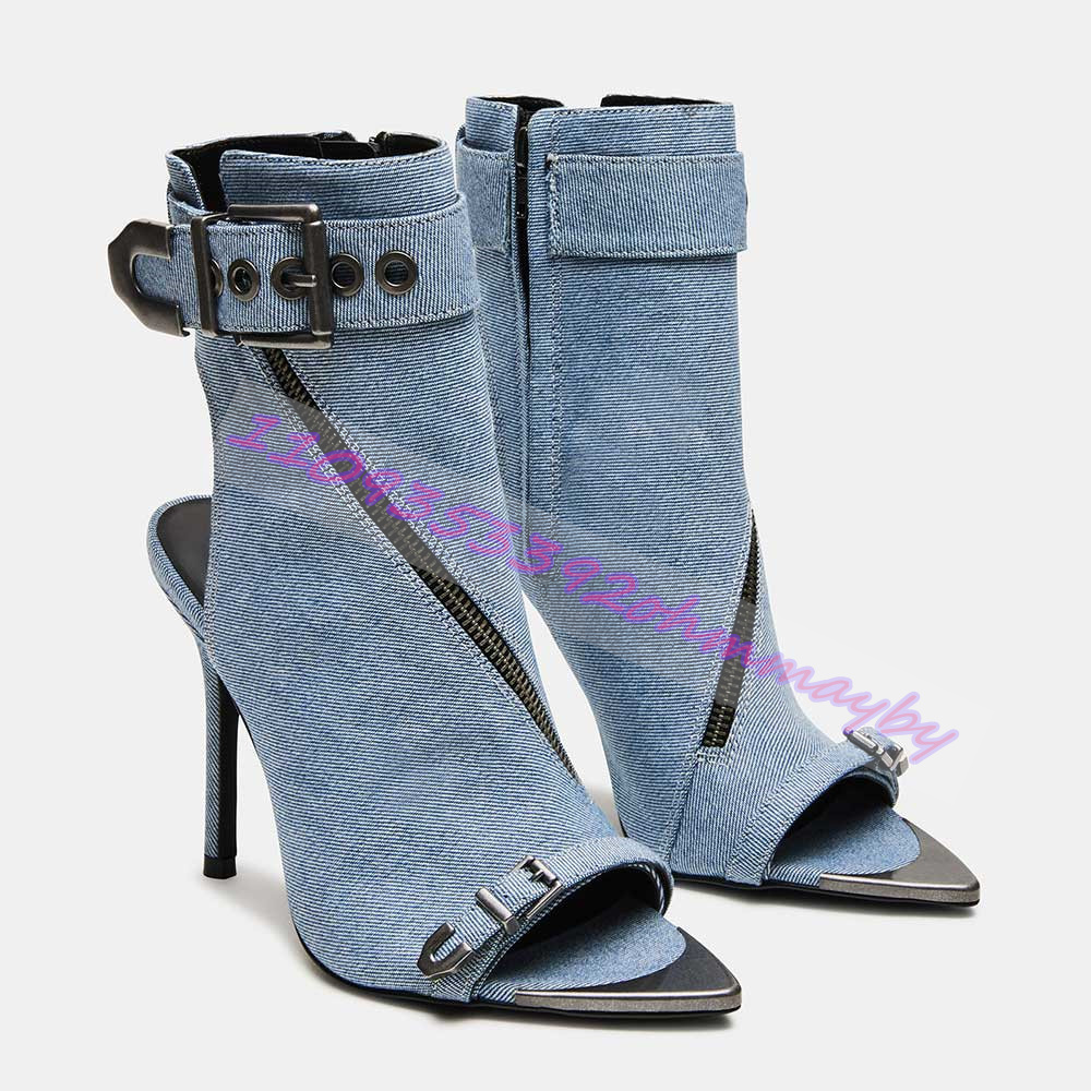 Summer Blue Denim Pointed-Toe  - Women'S Fashion Belts incelemesi ve fiyatı