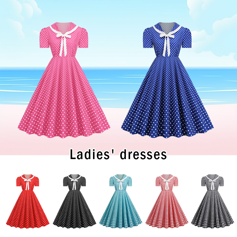 Polka Dot Printed Vintage Larg - Women'S Fashion Of The 50S incelemesi ve fiyatı