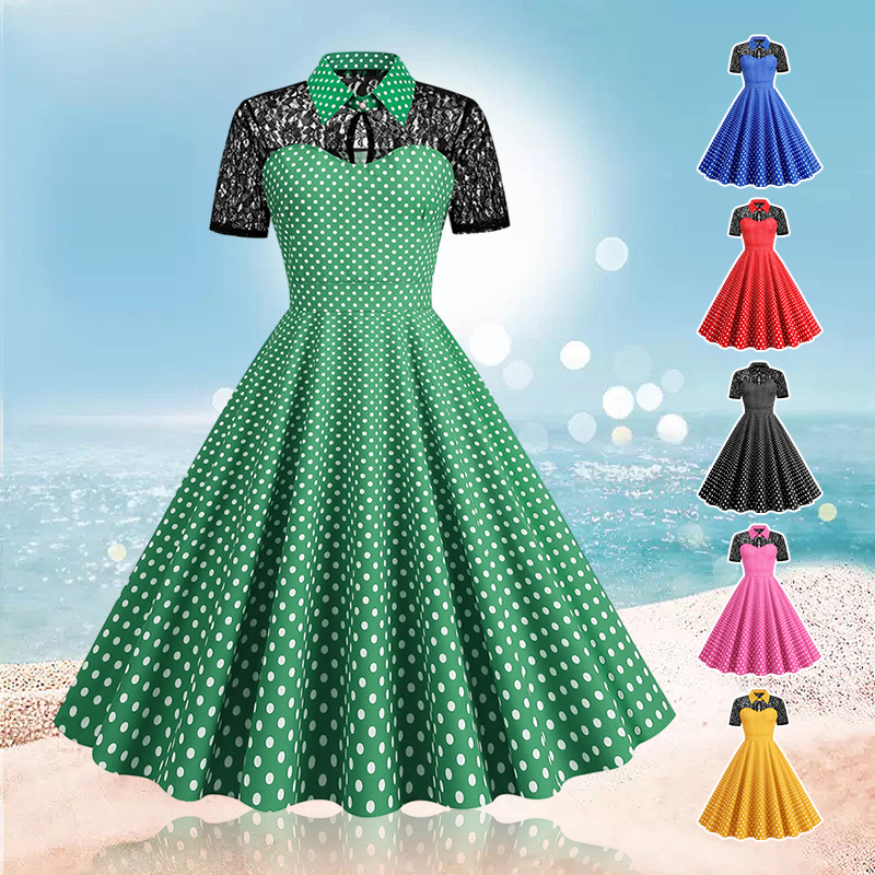 Polka Dot Printed Vintage Larg - Women'S Fashion Of The 50S incelemesi ve fiyatı