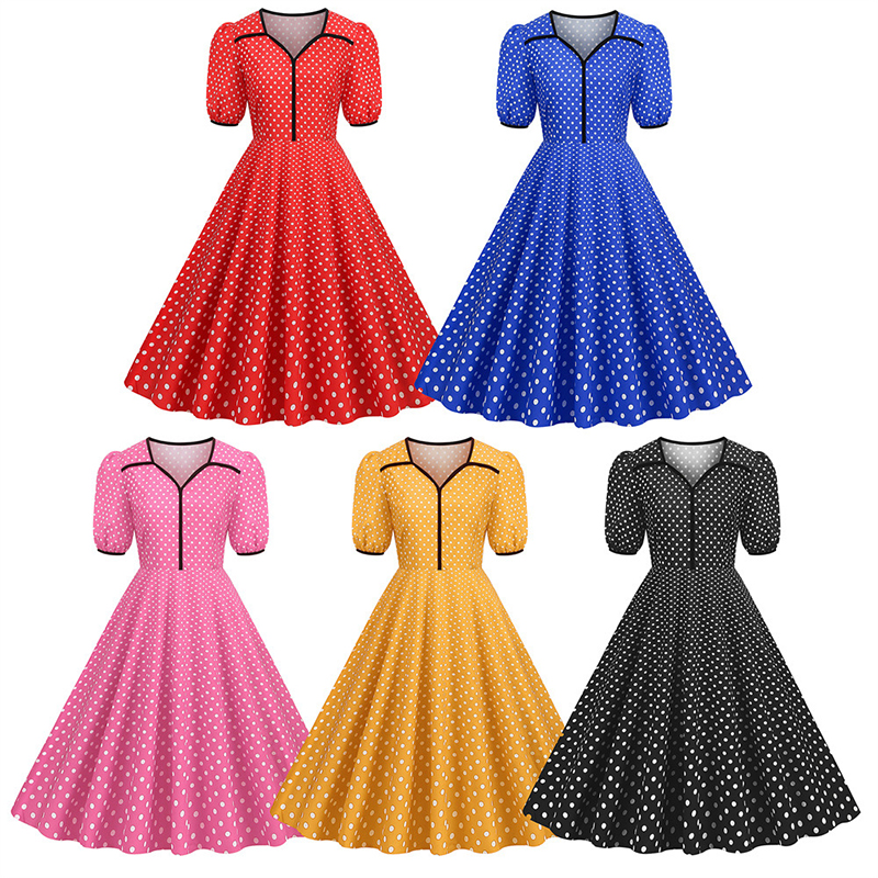 Polka Dot Printed Vintage Larg - Women'S Fashion Of The 50S incelemesi ve fiyatı